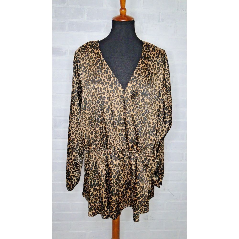 Lane Bryant Animal Print Leopard Faux Wrap Top Plus Size 24 NWT